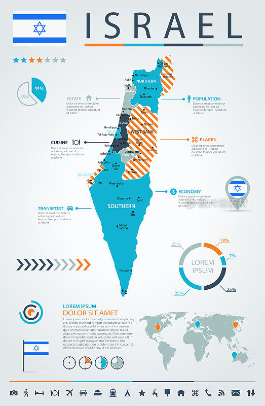 12 -以色列-蓝橙色信息图